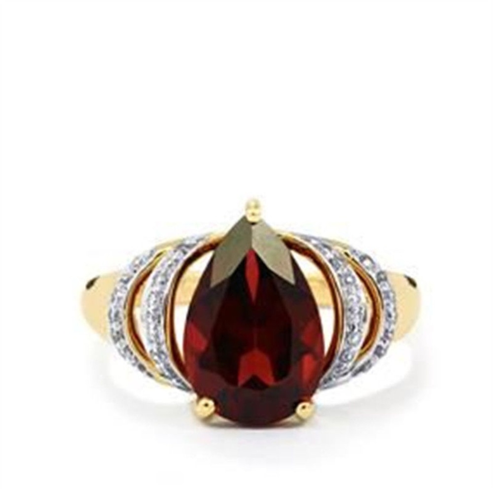 18K Yellow Gold Filled Red Ruby size 10